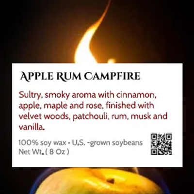 Apple Rum Campfire candle with a warm, spicy aroma.