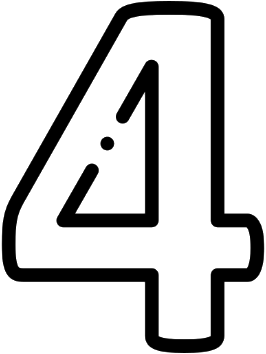 Black outlined number 4 with a dot inside the upper triangle.